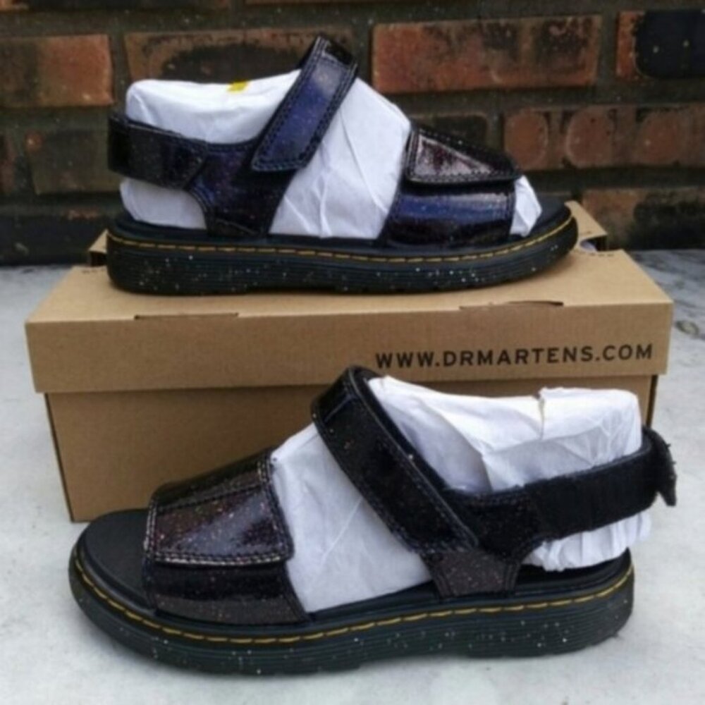 Dr. Martens Cosmic Purple Glitter Sandals Shoes Girls Size 6 Women's Size 7